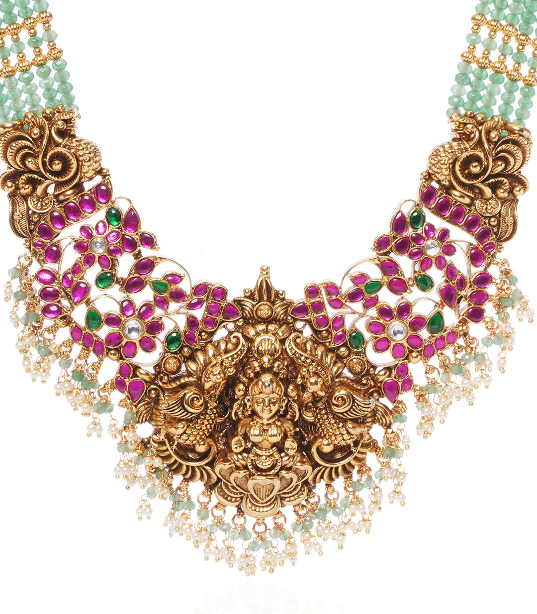 CHITRANI RED & GREEN  KUNDAN LONG NECKLACE