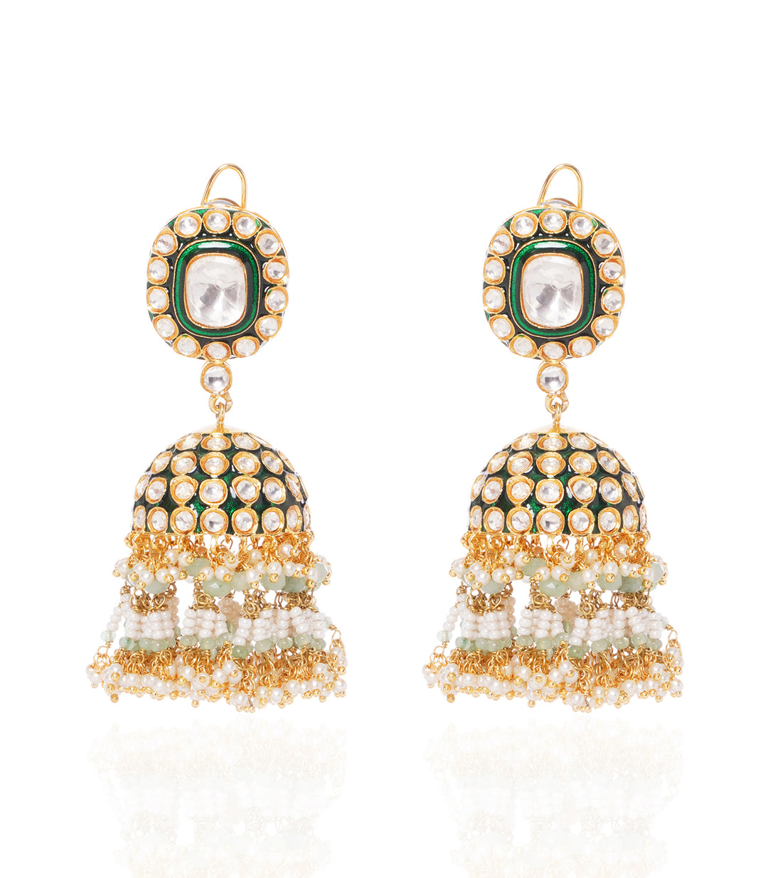 TANVI GREEN MEENAKARI POLKI JHUMKA