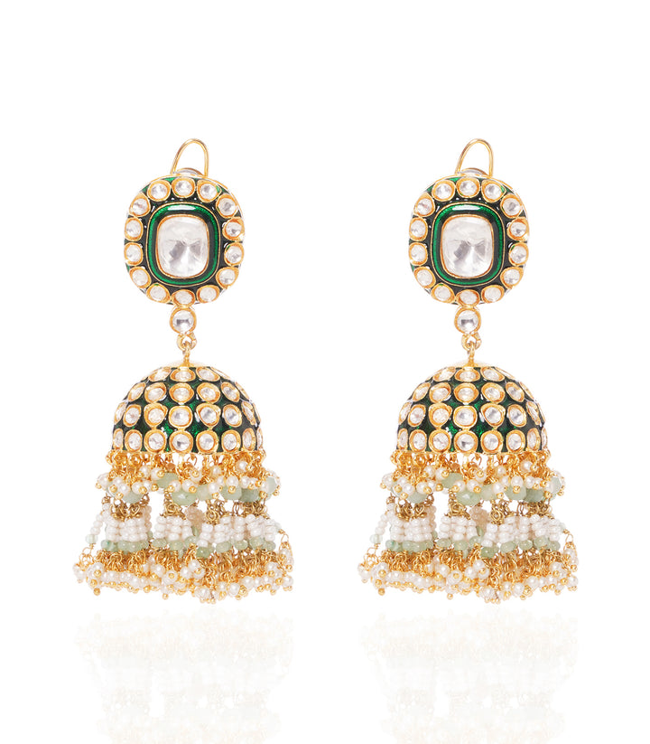 TANVI GREEN MEENAKARI POLKI JHUMKA