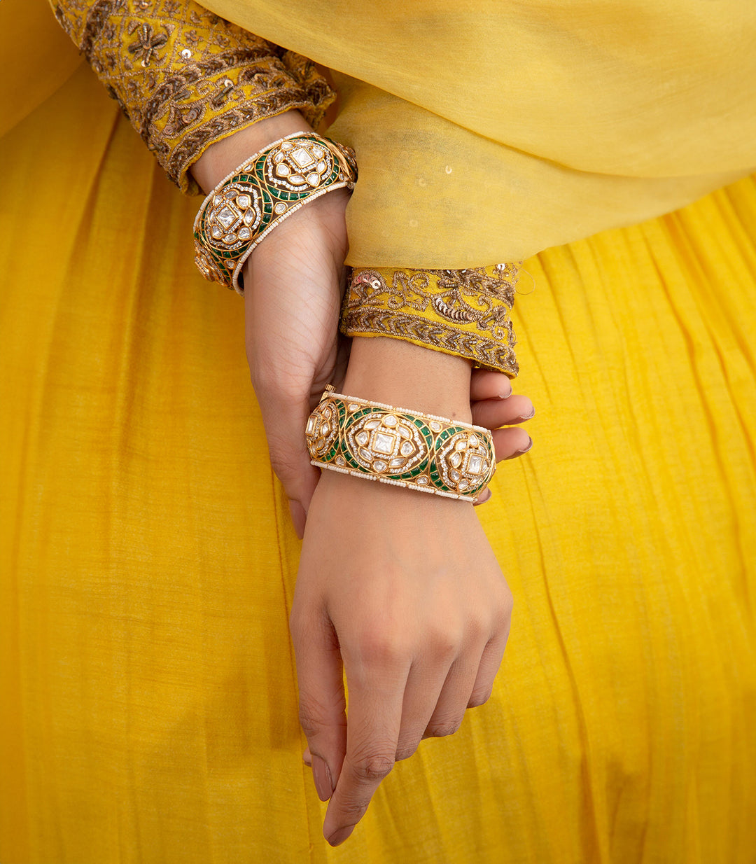 NANDITA GREEN POLKI BANGLES