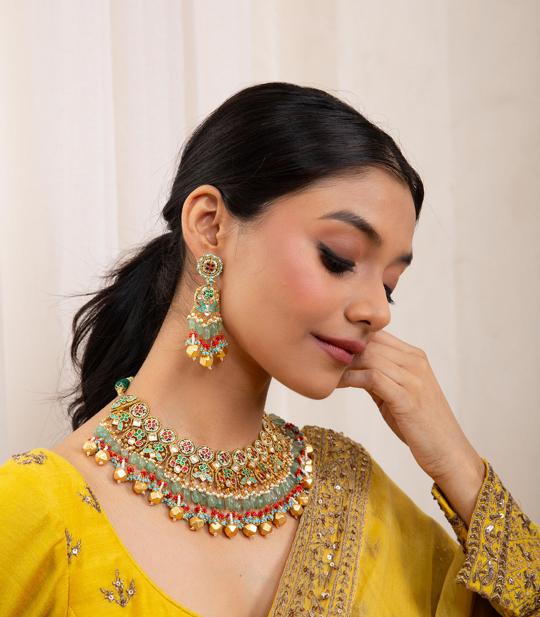 YASHMITA MULTI COLOUR KUNDAN NECKLACE SET