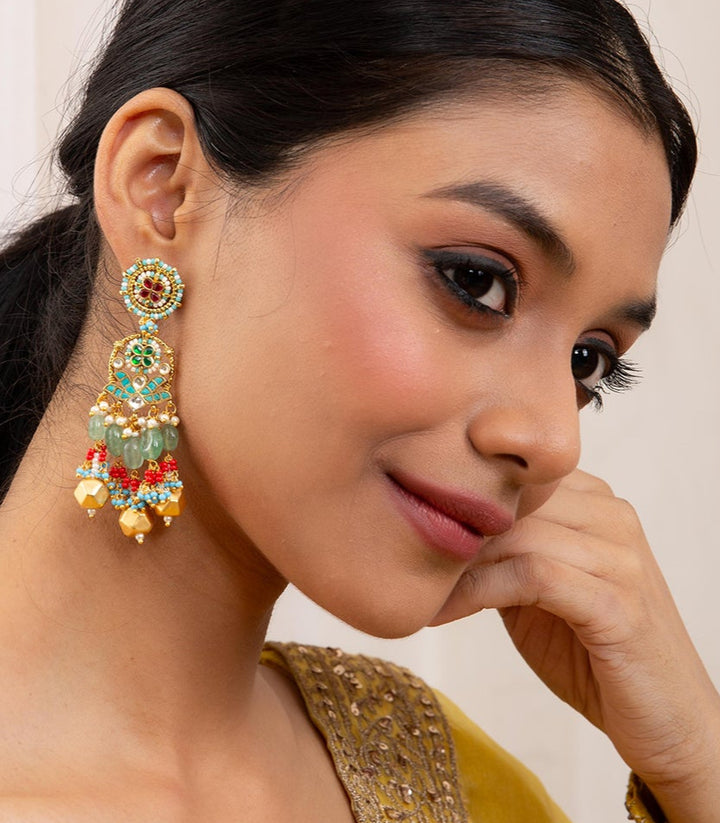 YASHMITA MULTI COLOUR KUNDAN EARRING