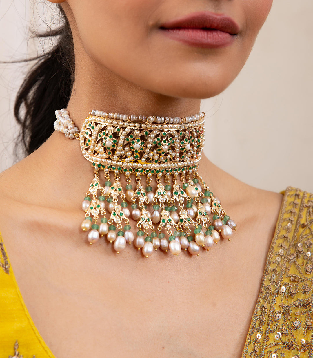 URVASHEE GREEN SADAKARI CHOKER SET