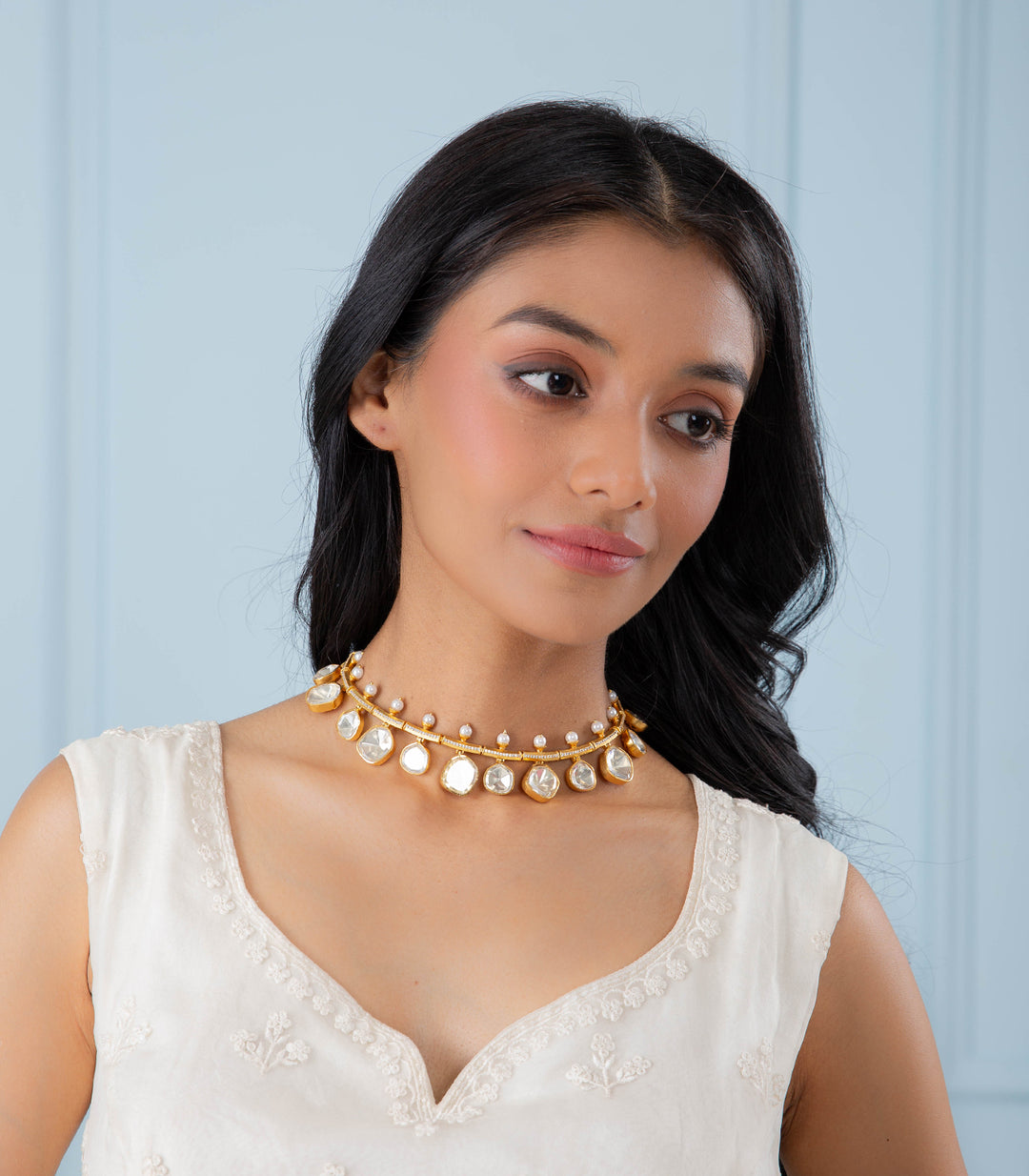 KASHVI GOLD PLATED MOISSANITE NECKLACE SET