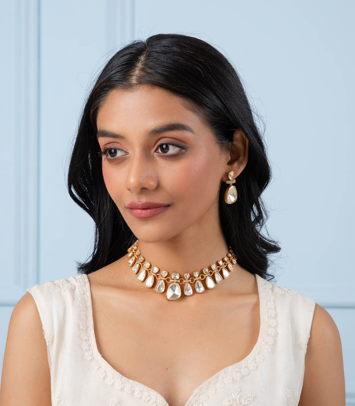 HINAL GOLD PLATED MOISSANITE NECKLACE SET