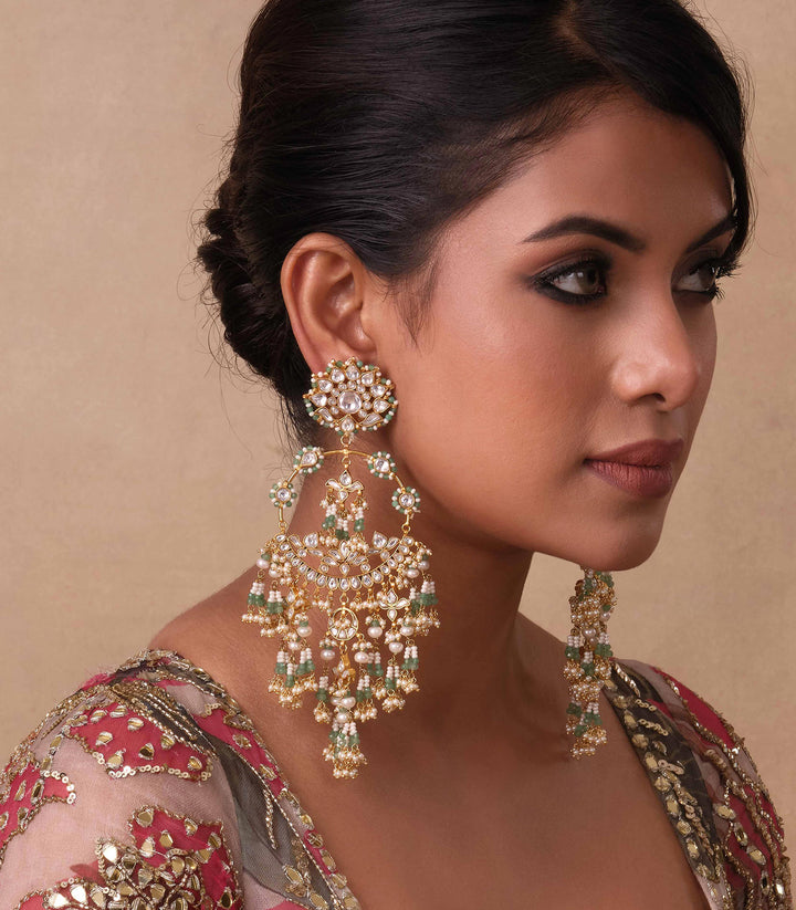 PRATIBHA WHITE & GREEN STATEMENT EARRING