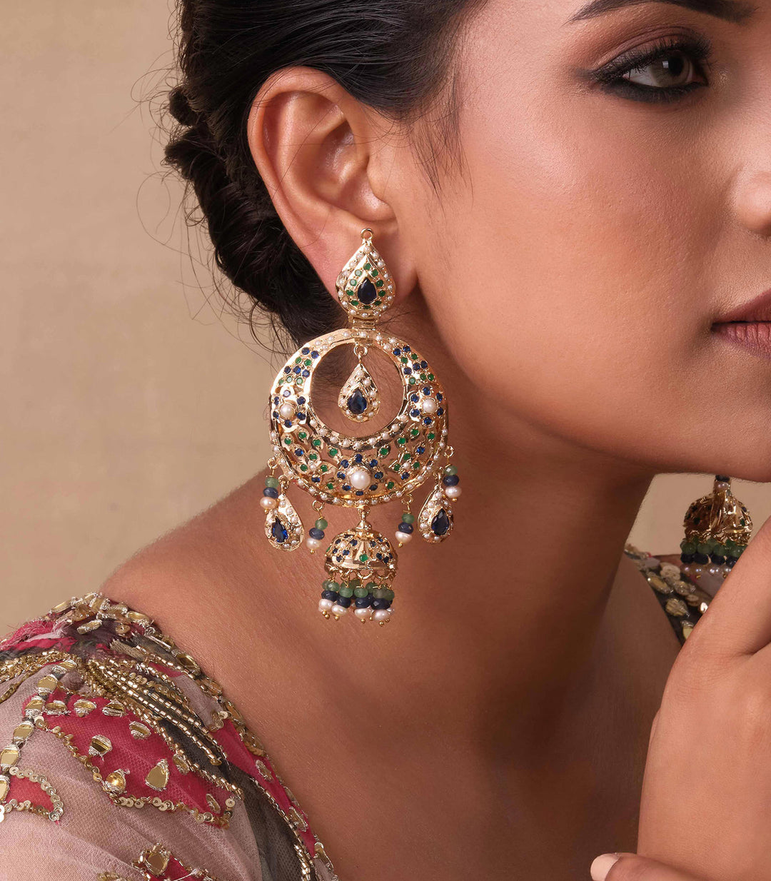 APRAJITA  BLUE & GREEN SADAKARI EARRING