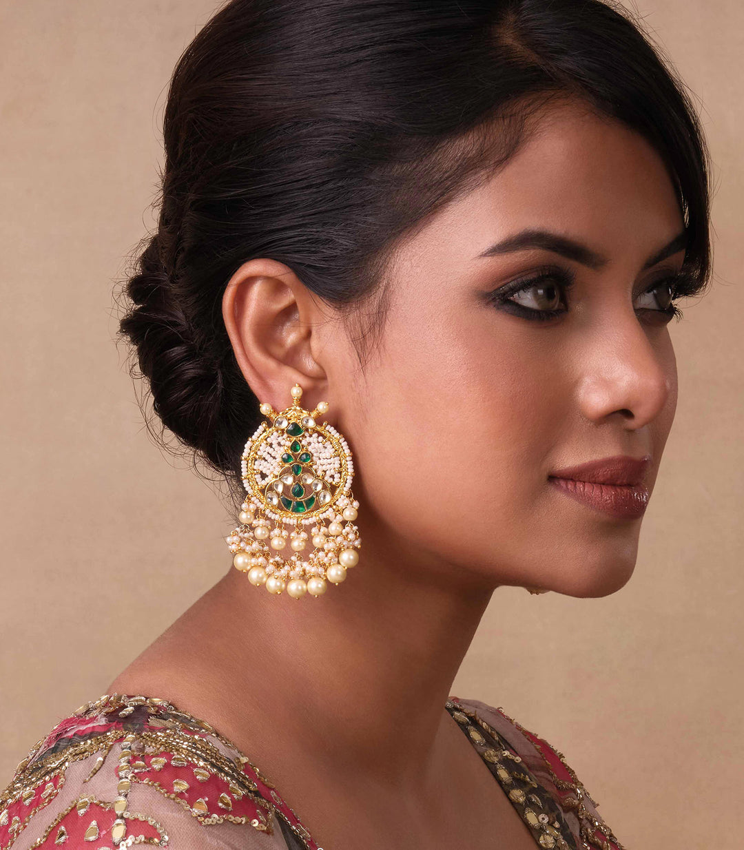 AADYA GREEN KUNDAN EARRING