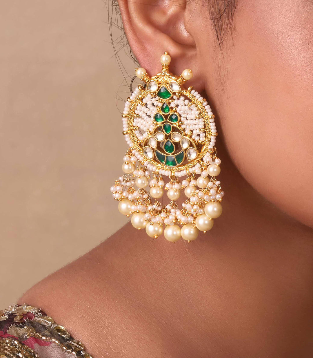 AADYA GREEN KUNDAN EARRING