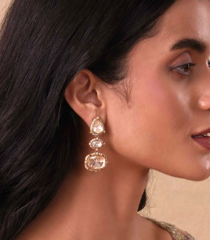 KANAKYA GOLD PLATED MOISSANITE EARRING