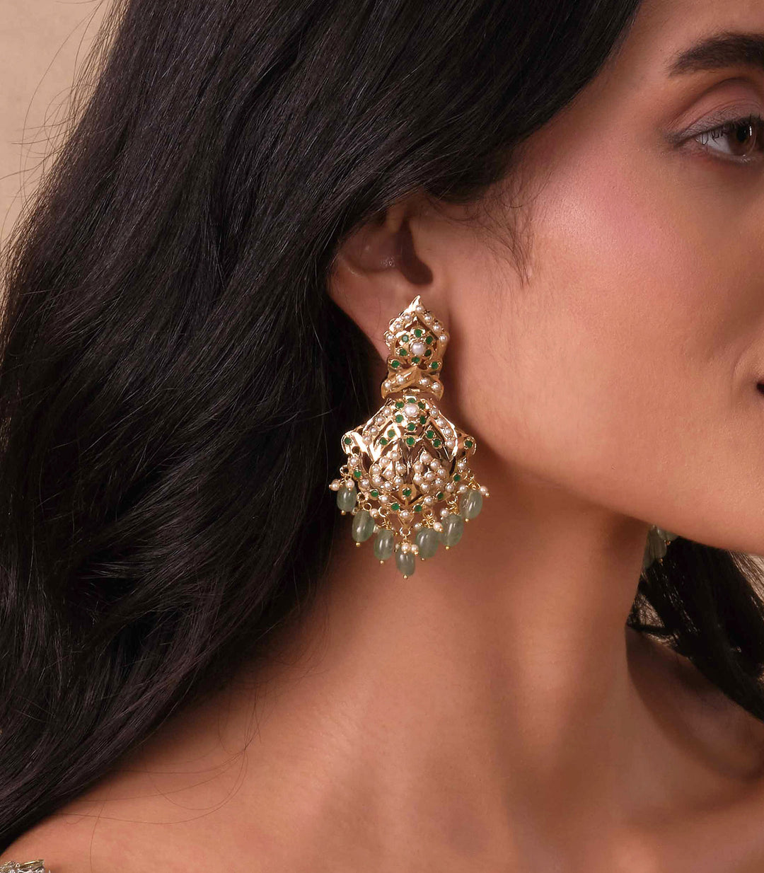 SADHIKA GREEN SADAKARI EARRING