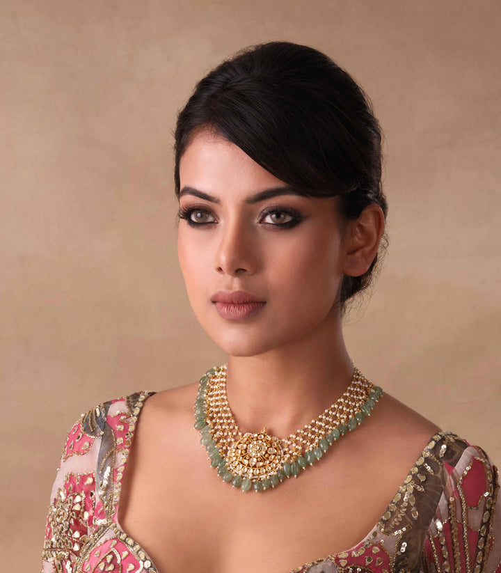 AMITHI GREEN KUNDAN NECKLACE SET