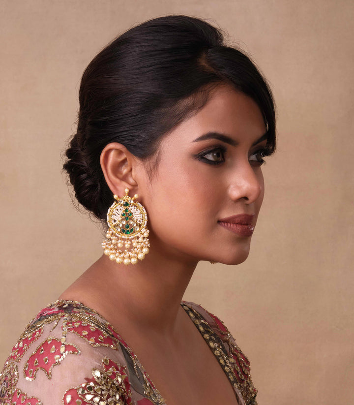 AADYA GREEN KUNDAN EARRING