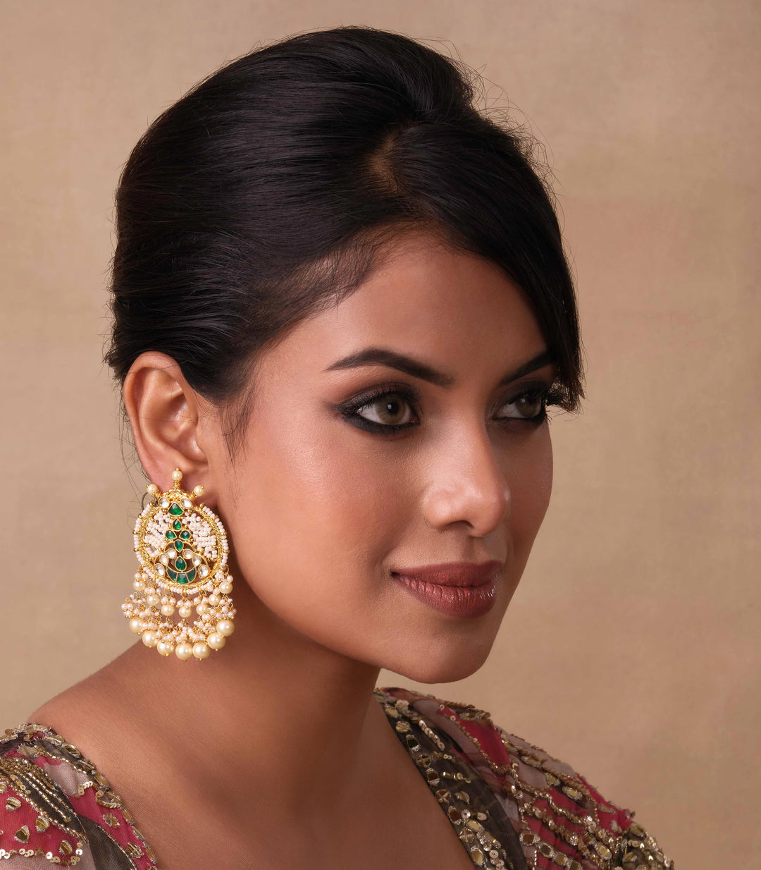 AADYA GREEN KUNDAN EARRING