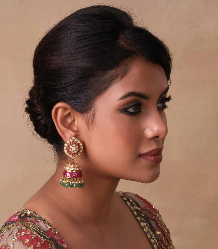 MITALI RED & GREEN  MOISSANITE JHUMKA