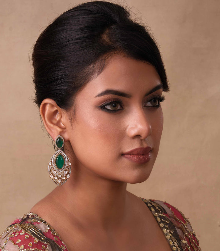 MRINALINI GREEN POLKI EARRING