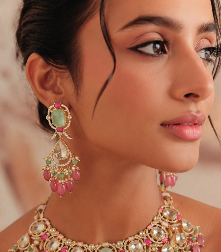 SAMIKA RED & GREEN MOISSANITE EARRING