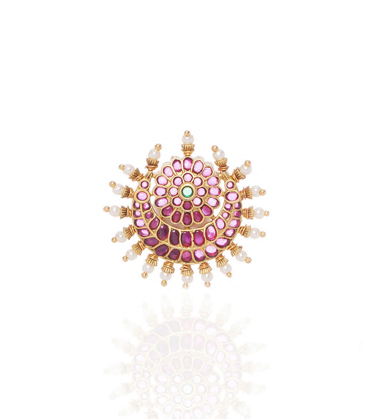 PHUNGAR RED & GREEN KUNDAN RING