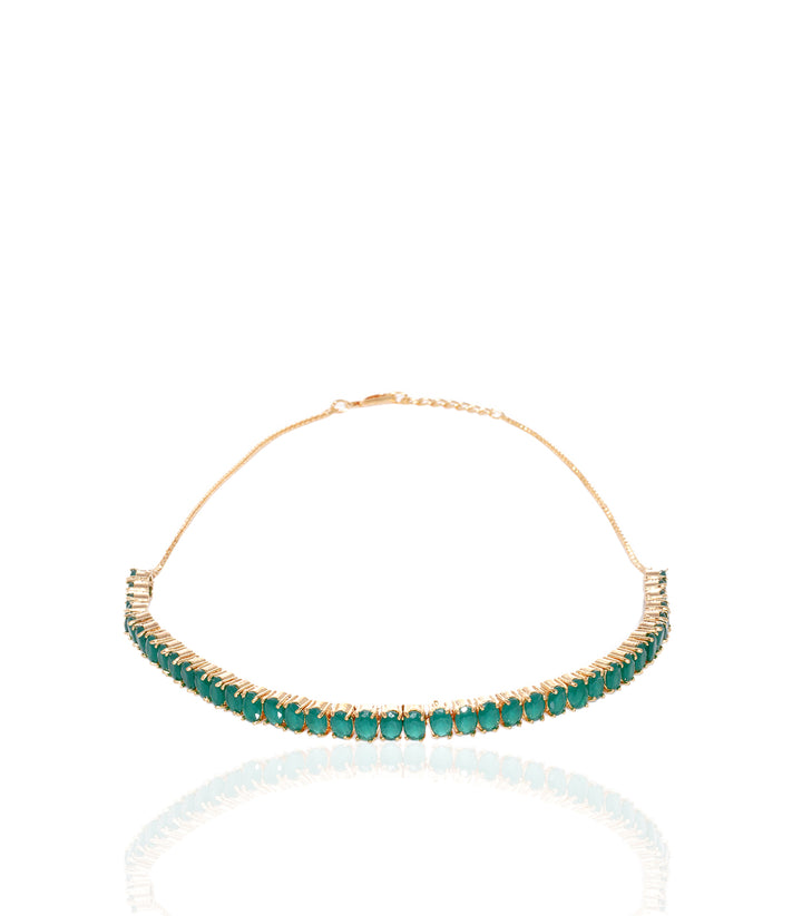 SMALL SINGLE LINE GREEN NECKLACE SET