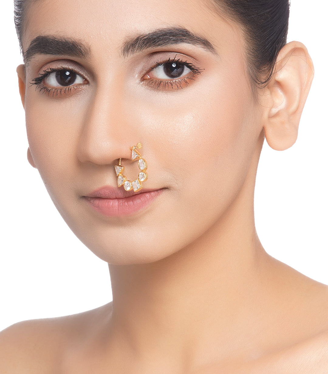 GOLD FINISH SMALL SIZE CUBIC ZIRCONIA NOSE RING