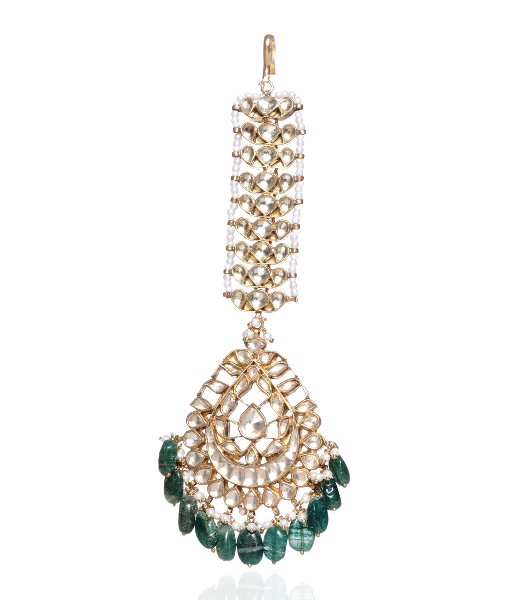 GOLD PLATED GREEN TIKA WITH GREEN DROPS