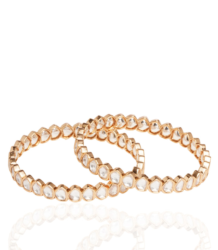 GOLD PLATED SHIMMERING  SINGLE LINE BANGLES SET OF TWO