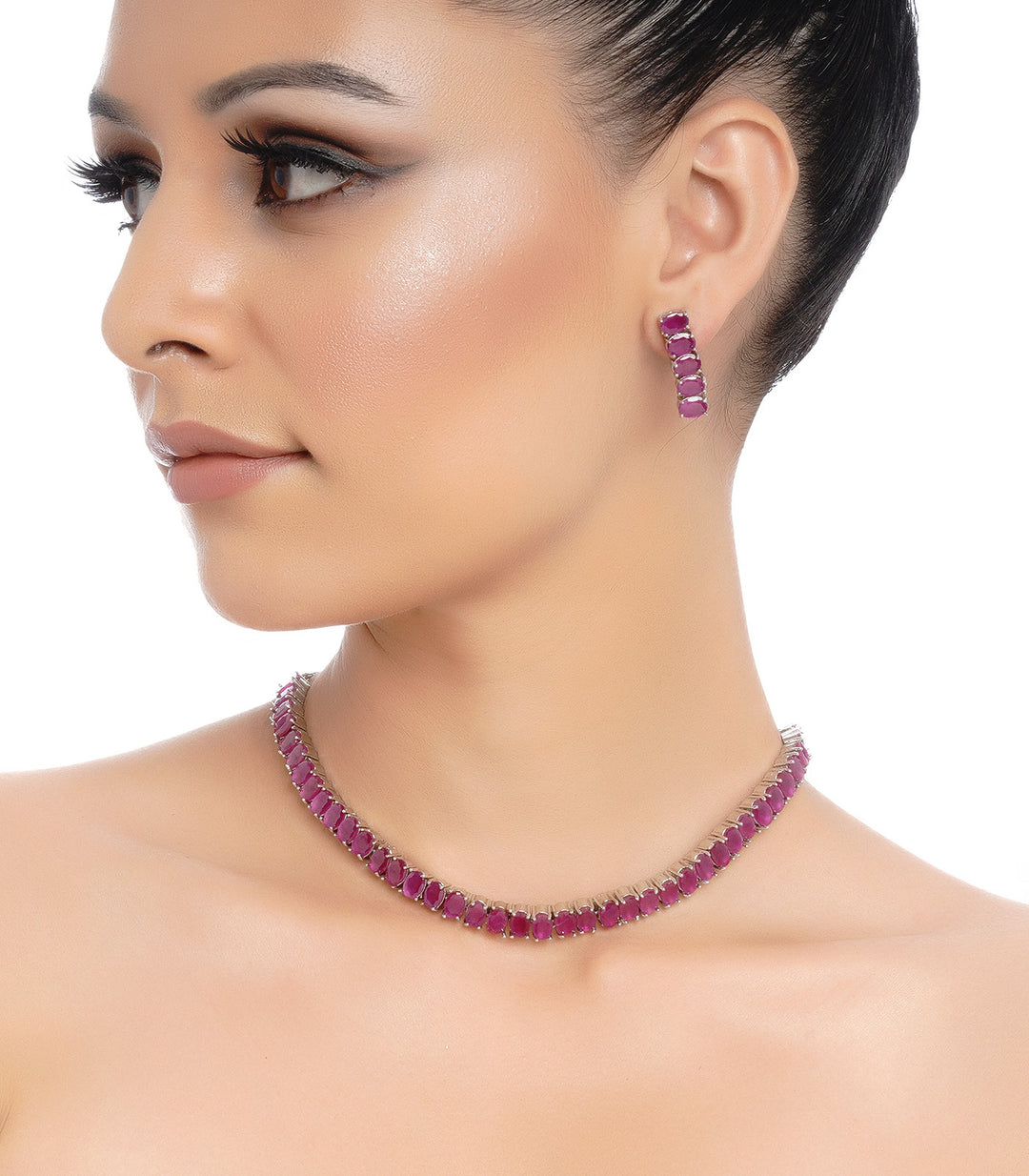 RUBY SMALL SINGLE LINE NECKLACE SET